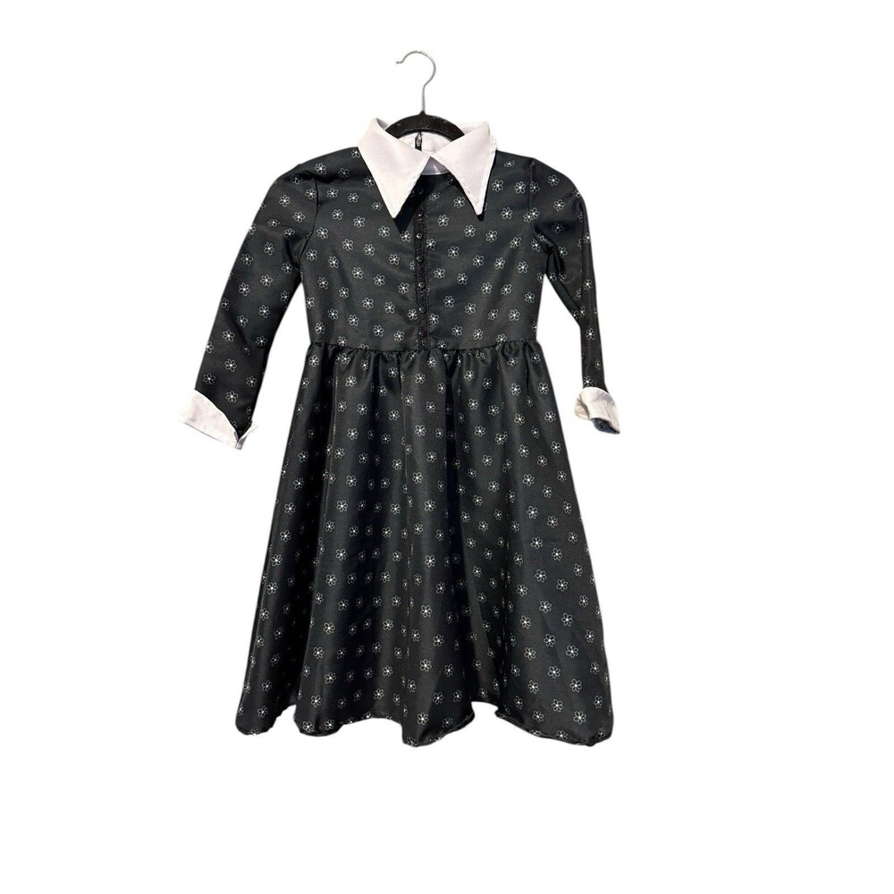 Spooktacular Black Floral Dress Goth Wednesday Addams Halloween